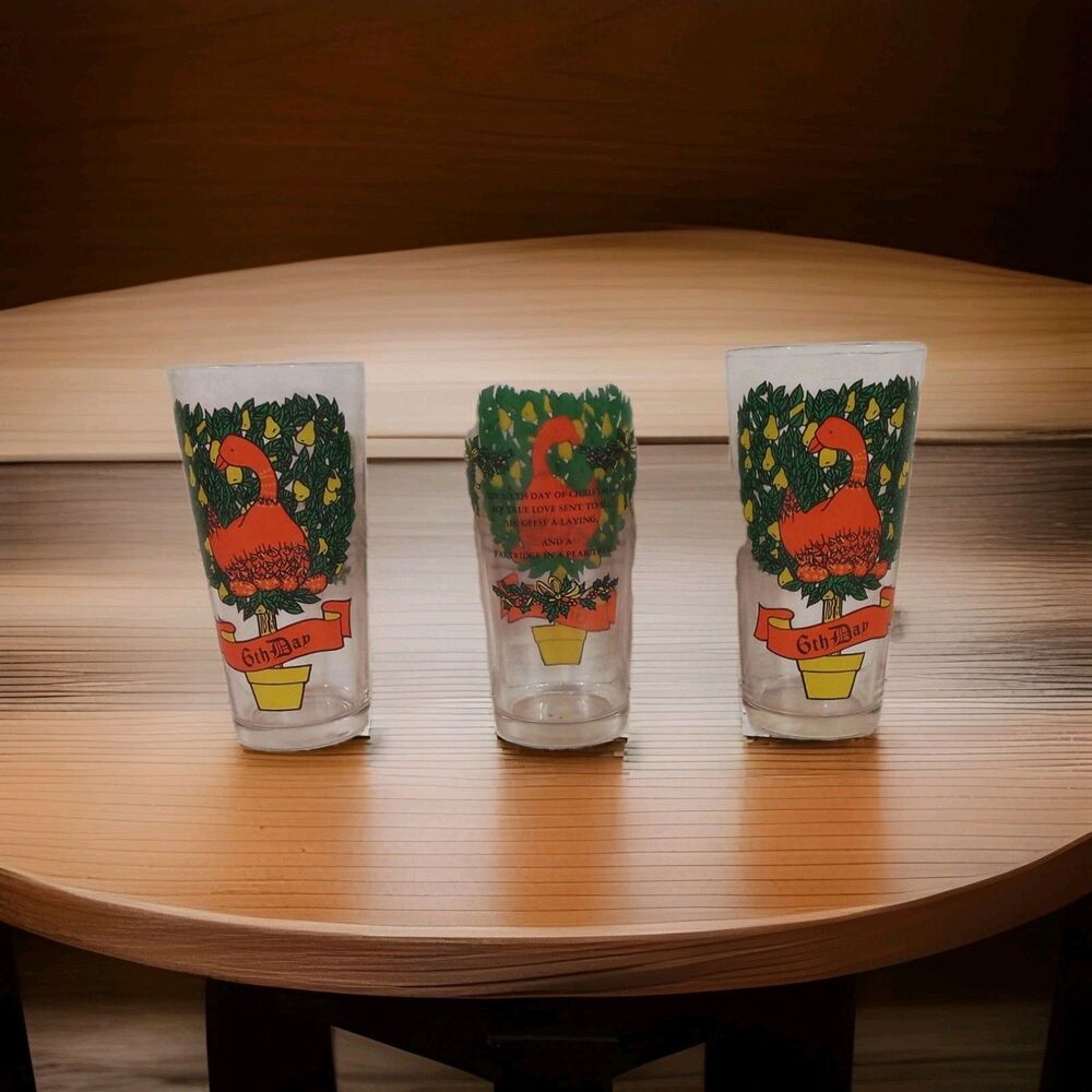6 Days Of Christmas Vintage Glasses Set Of 3